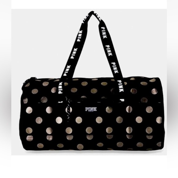 PINK Victoria's Secret Black and White Polka Dot Travel Bag - Picture 2 of 4